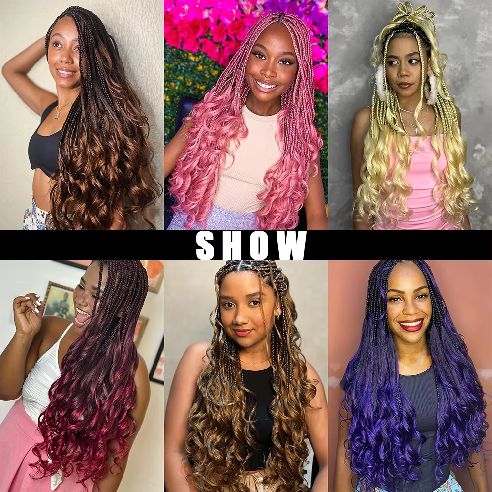 Extensions de cheveux synthétiques bouclés en spirale pour tresses