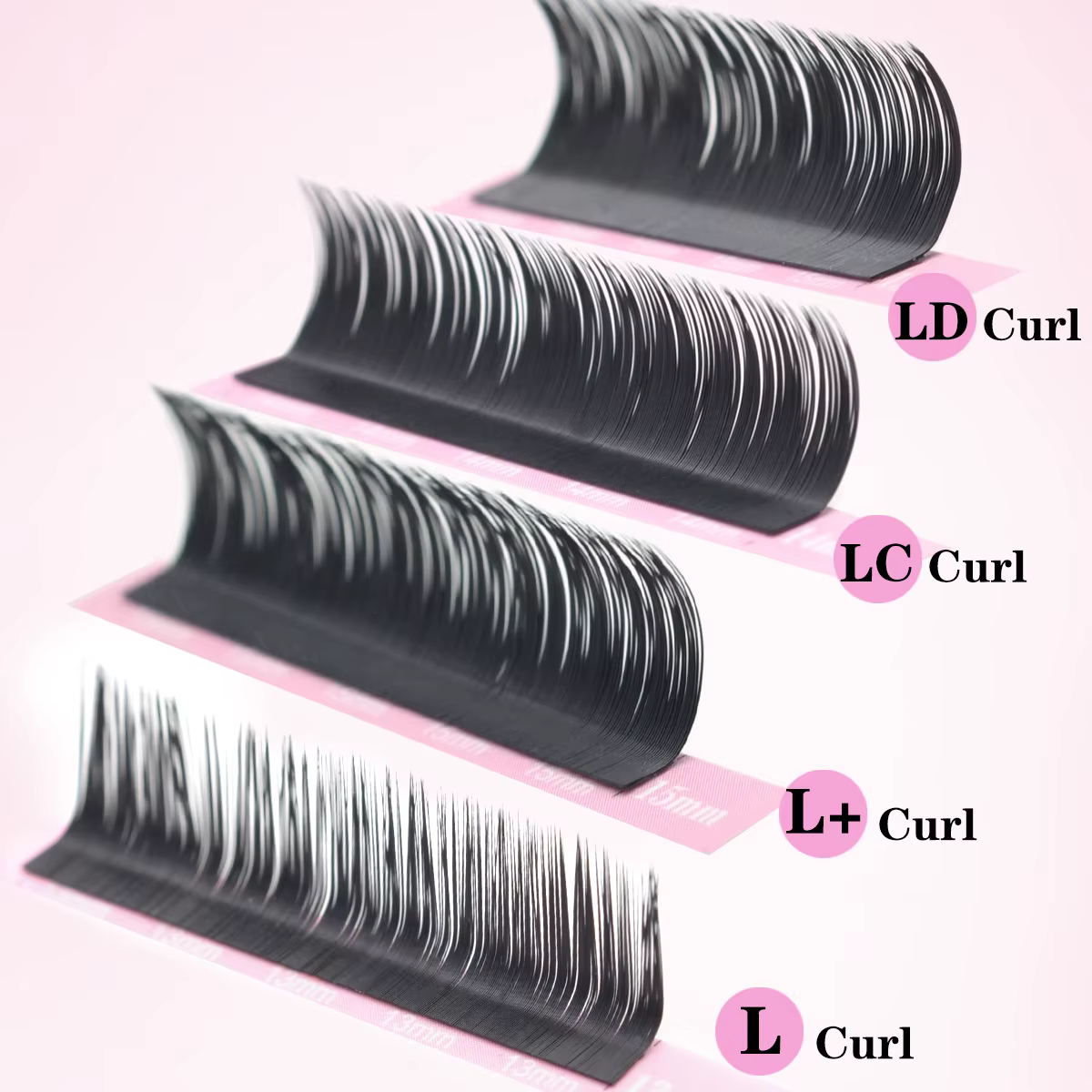 Qeelasee Extensions de cils L L + LC LD Curl vison noir mat naturel doux PBT
