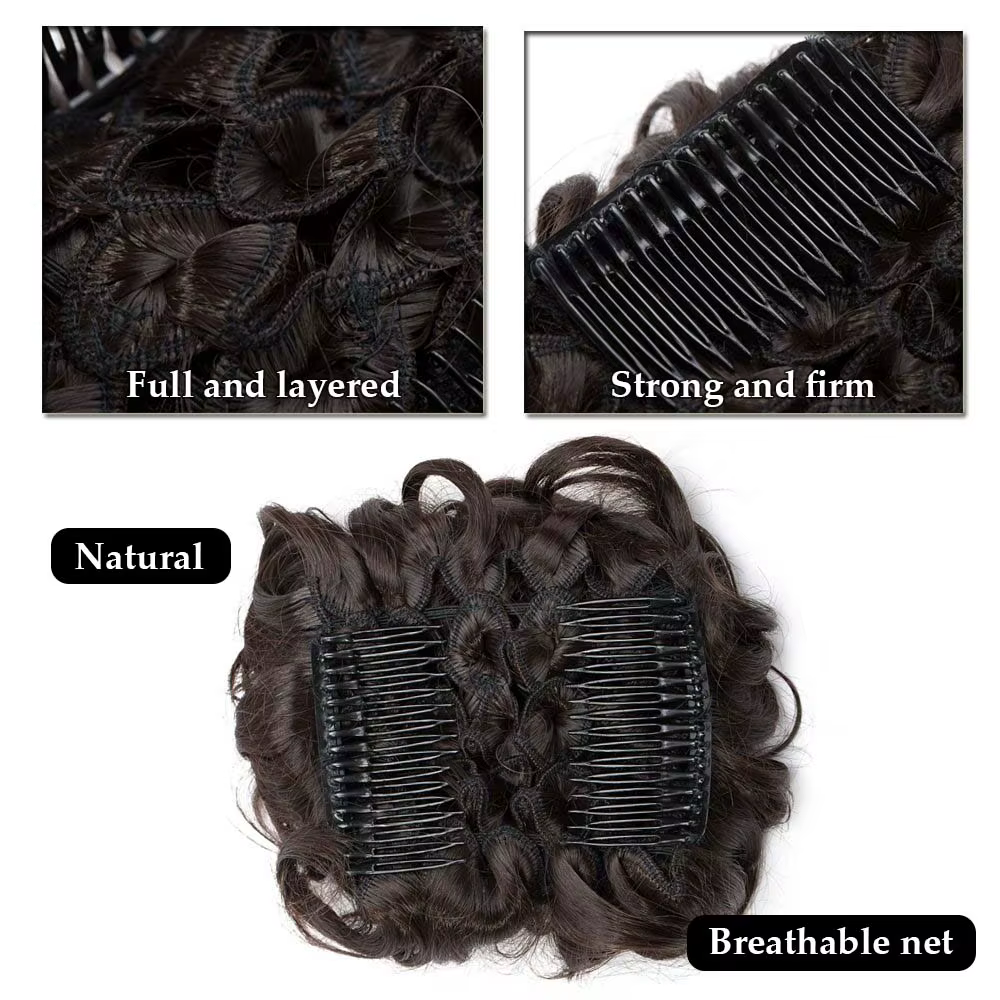 Extension de chignon synthétique courte et bouclée