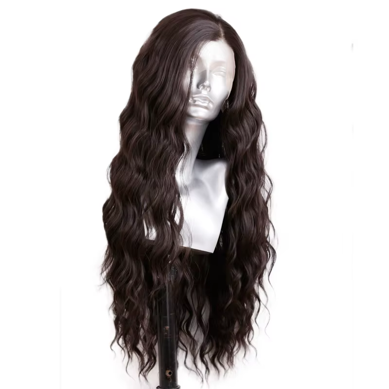 Perruque Lace Front Wig synthétique ondulée brune 13x4