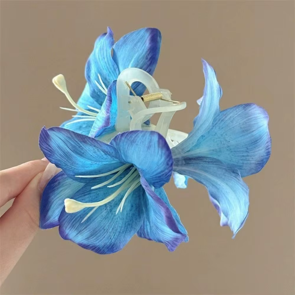 Pince à cheveux requin fleur de lys violet