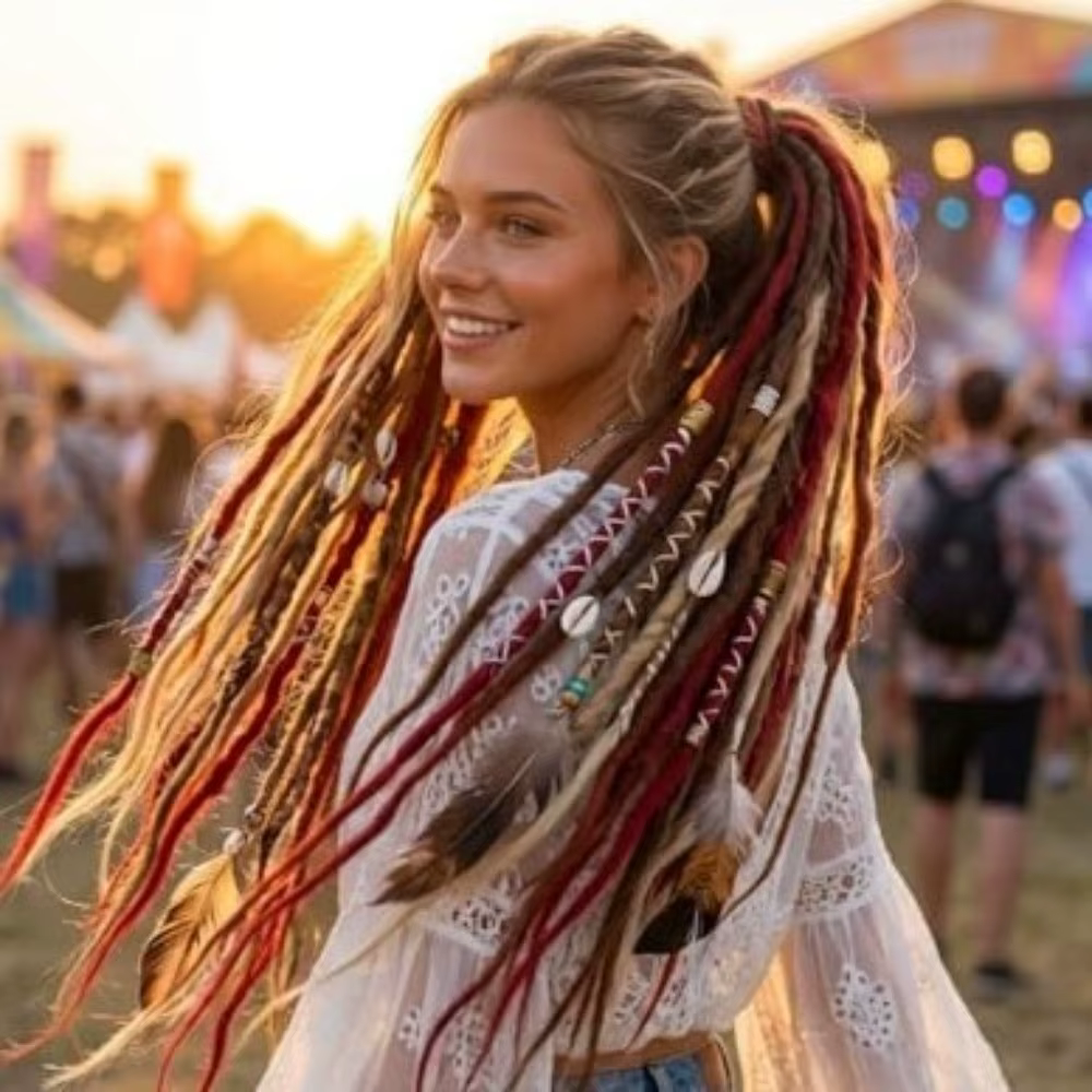 Extensions de queue de cheval élastiques tressées style bohème avec élastique à cheveux pour cadeaux