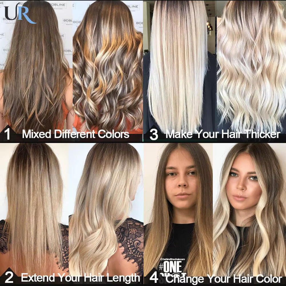 Clip de surbrillance caramel dans les extensions de cheveux 7 pièces