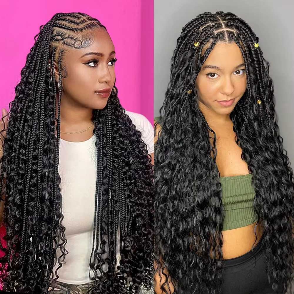 Boho tresses cheveux humains bouclés cheveux paquets en vrac pour tressage vague profonde 2 paquets 100g sans trame cheveux humains paquets Extension de cheveux