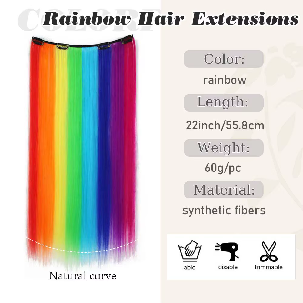 Extensions synthétiques de cheveux colorés de 22 pouces
