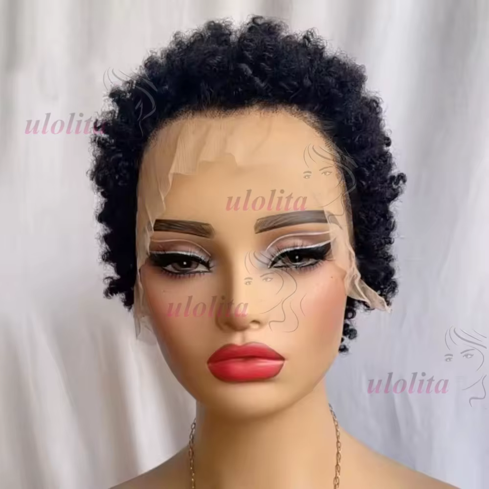 Perruque Courte Bouclée Naturelle en Cheveux Humains Premium 13x4 Lace Front