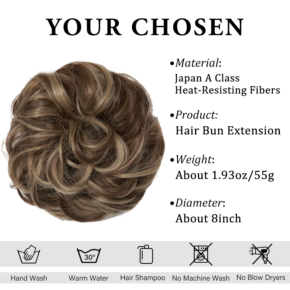 Chignon synthétique en désordre à usage quotidien