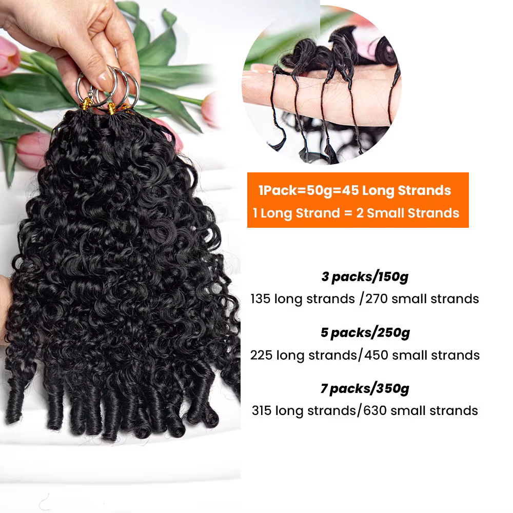 Extensions de cheveux humains au Crochet en plumes bouclées
