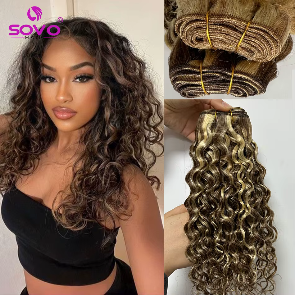 SOCalculator-Extensions de Cheveux Humains Ondulés Péruviens Naturels