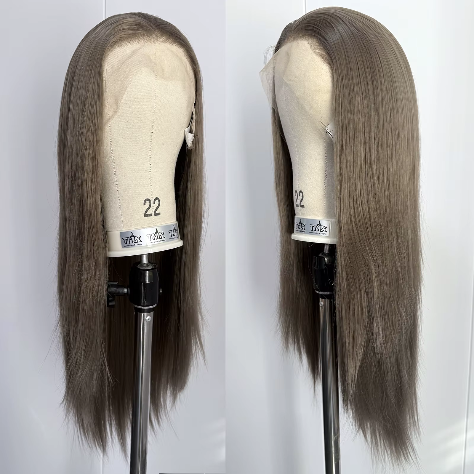 Perruque Lace Front Wig synthétique gris cendré 13x4