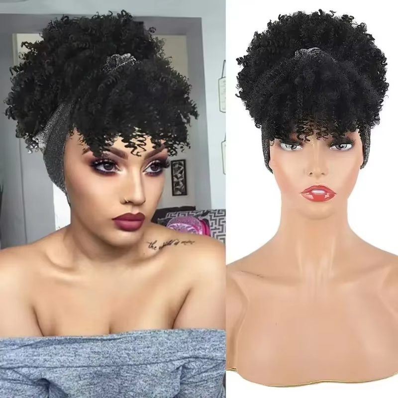 Perruque Afro Bouffante avec Frange pour Femme Noire