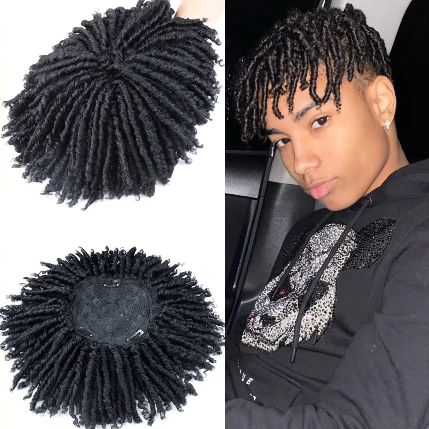 Demi-perruque tressée courte Dreadlock