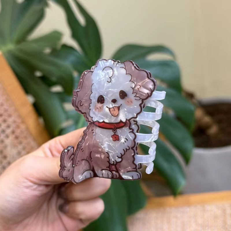 1pc nouveau dessin animé cheveux bouclés amour Chai chien corgi chiot acrylique pince