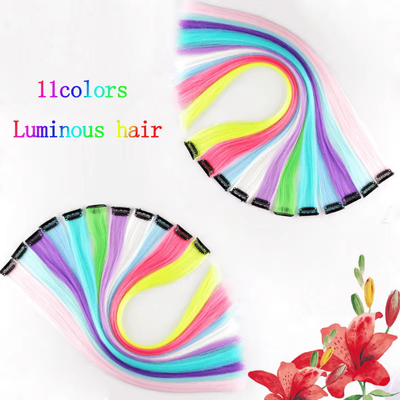 Extension capillaire synthétique lumineuse colorée néon