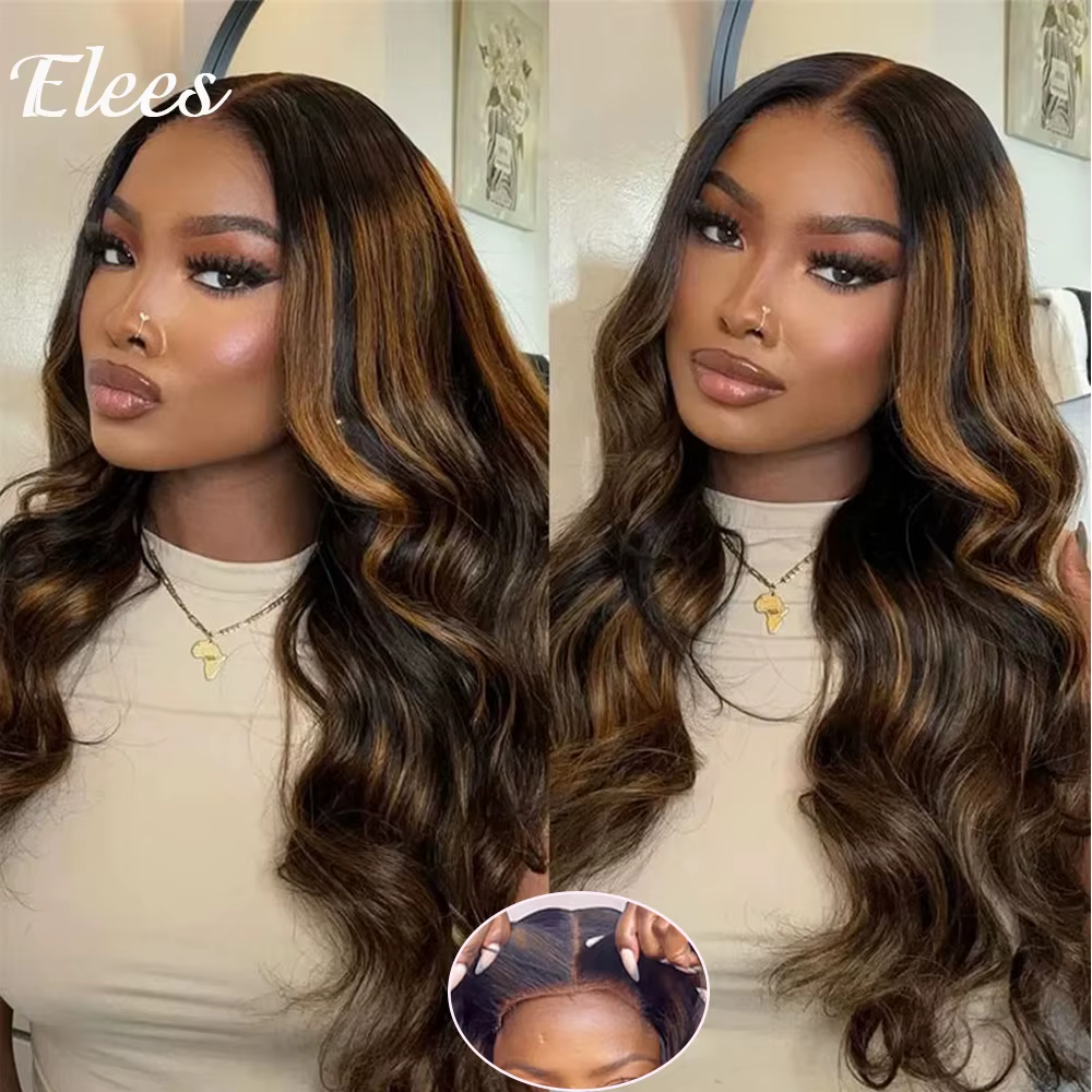 Perruque P1B/30 Highlight Body Wave en cheveux humains