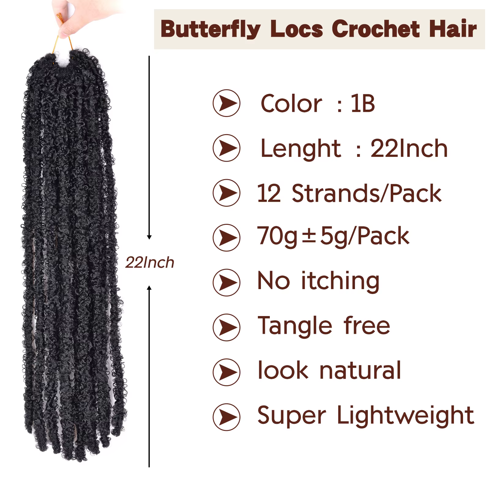 Papillon Locs Crochet cheveux Dreadlocks Meche Faux serrures