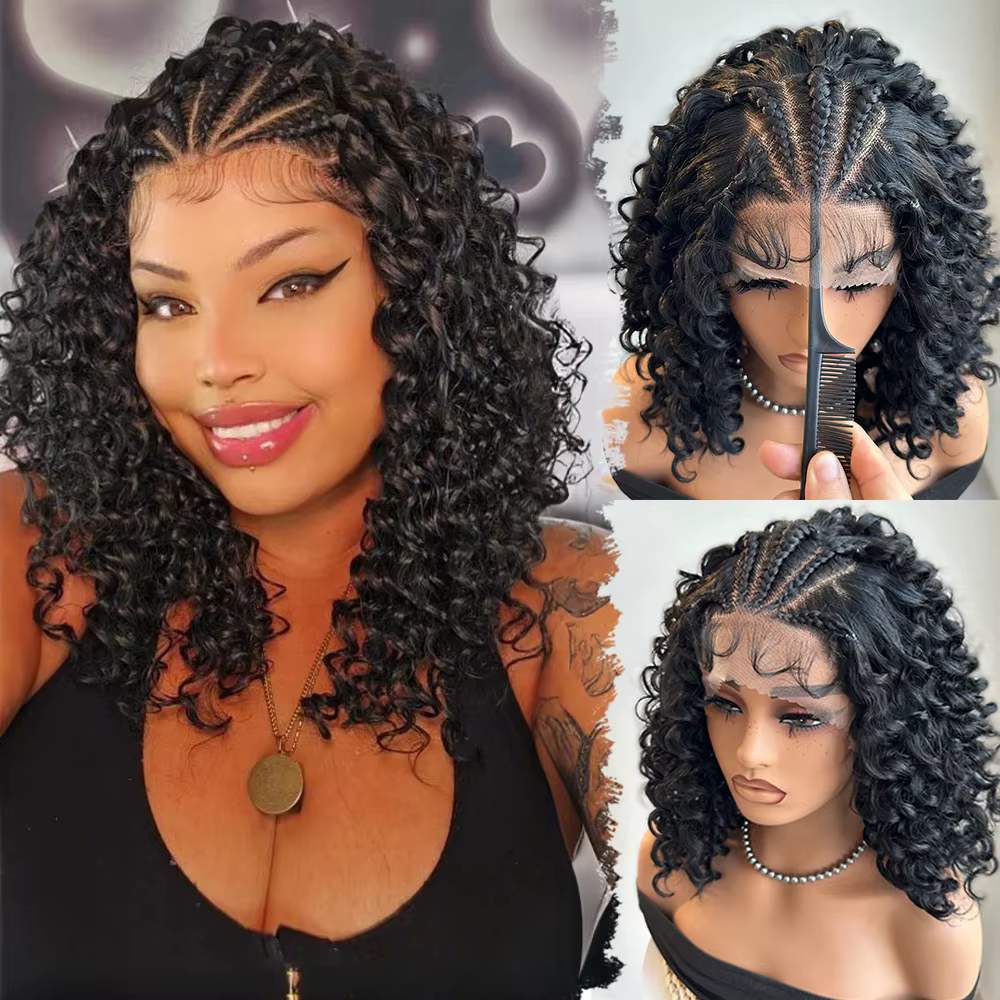 Perruque Bob Bouclée en Cheveux Humains