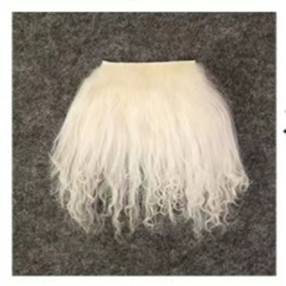 Mignon mongolie fourrure peau de mouton laine Extensions bouclés Texture rangée de cheveux