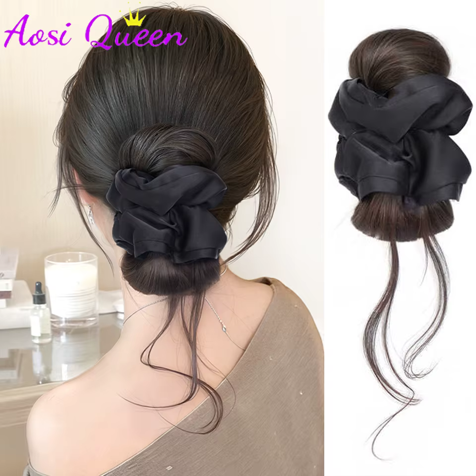 AOSIQUEEN Chignon synthétique en satin avec pince à cheveux