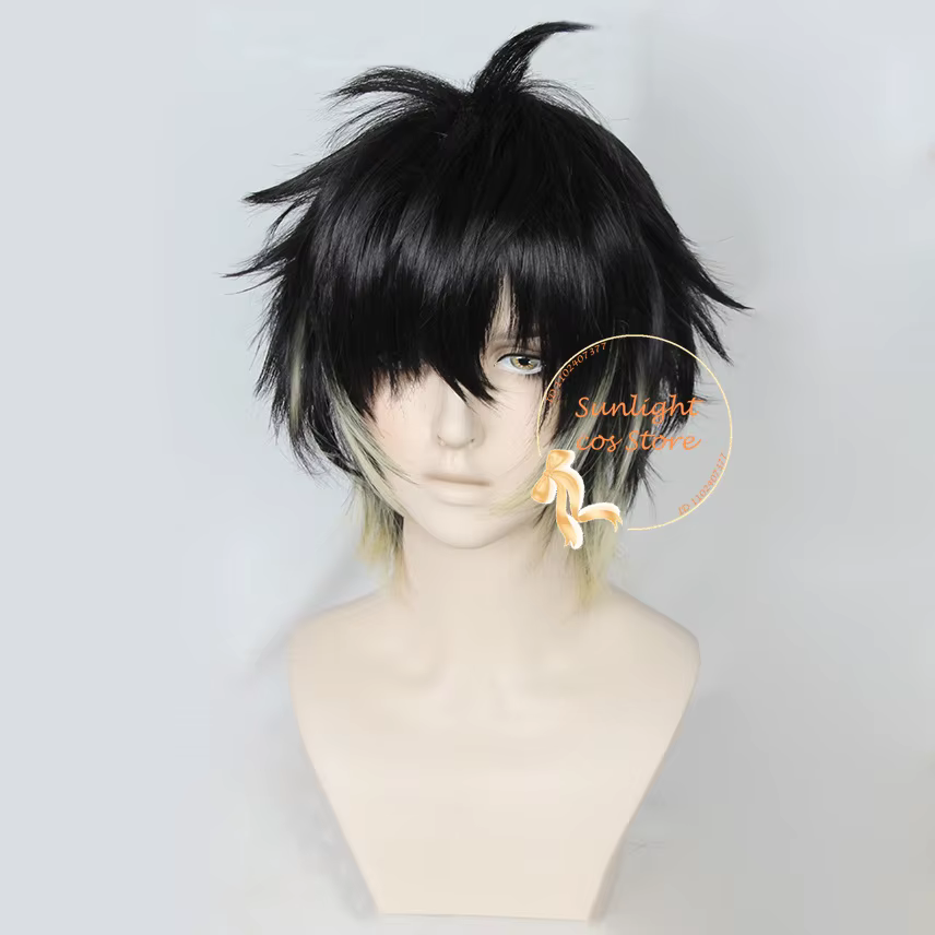 Perruque de Cosplay Anime Towa courte noire jaune