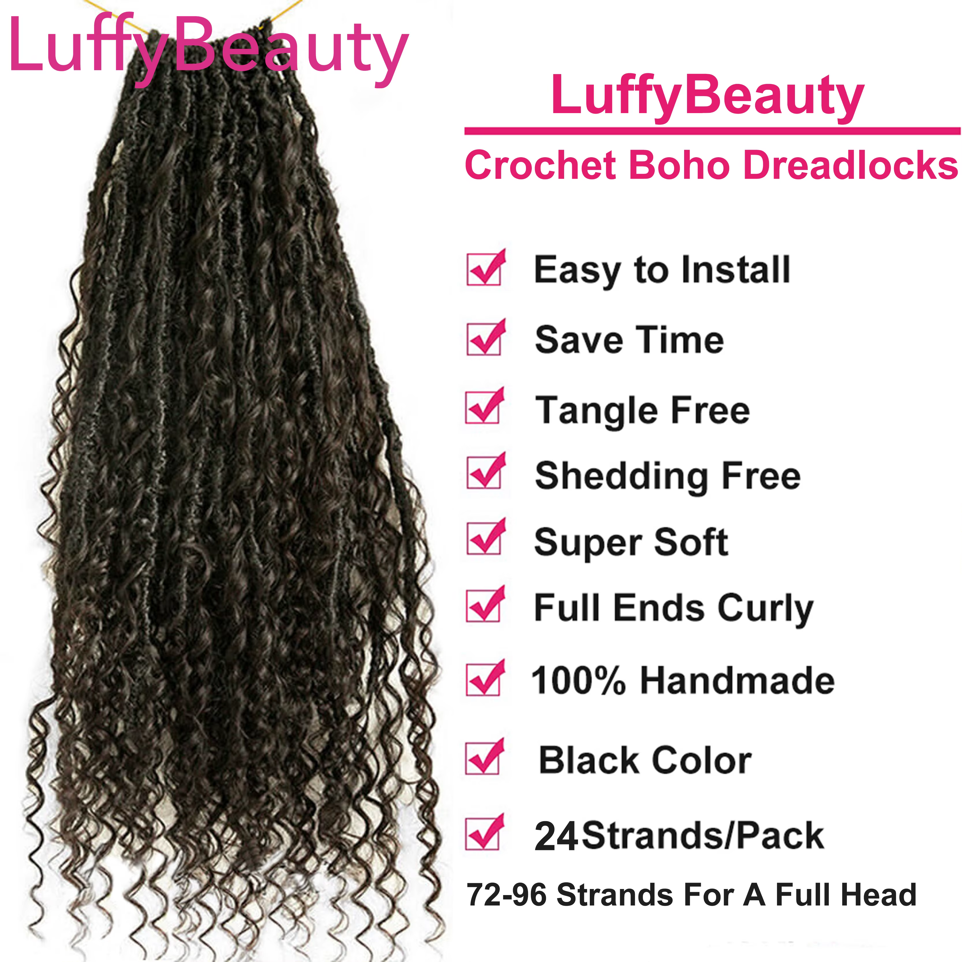 Crochet Boho Locs pré-bouclés avec boucles de cheveux humains tresses de déesse bouclés Double dessiné Extensions de cheveux pleine extrémité pour les femmes noires