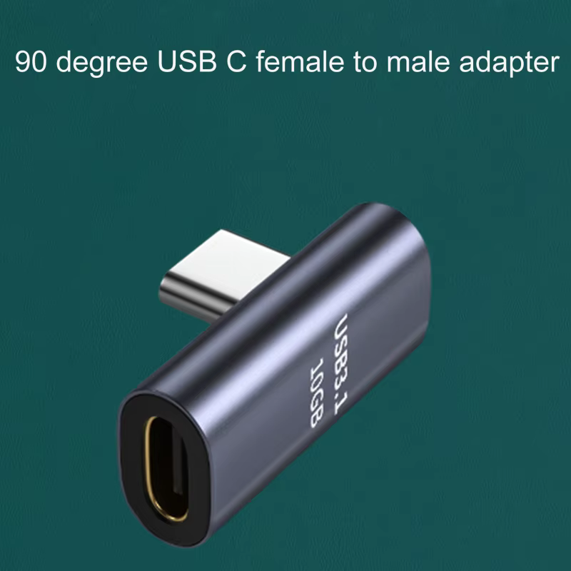 Adaptateur type-c mâle à droit 90 degrés vers femelle type-c, prise type-c à 90 degrés