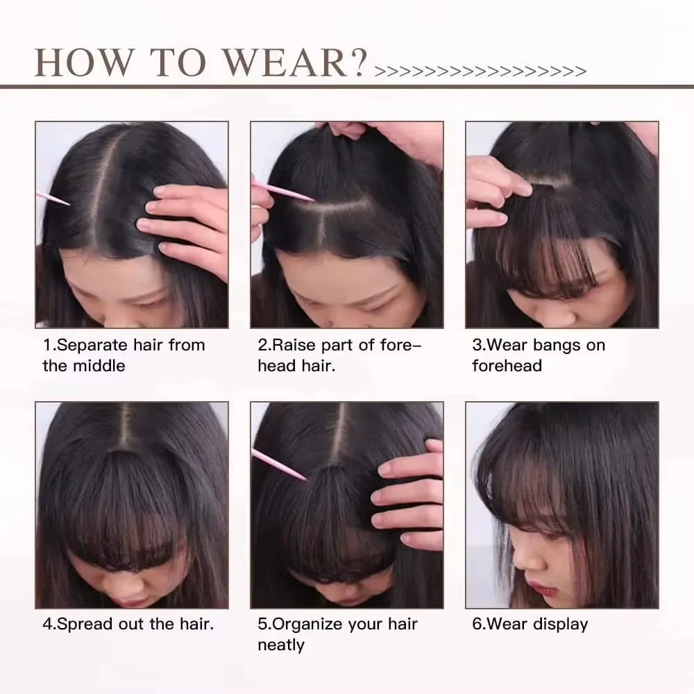Réinitialisation in Bangs Extensions de cheveux pour femmes
