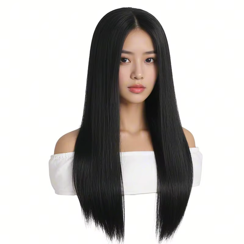 Perruque longue et droite élégante pour femme – Cheveux synthétiques résistants à la chaleur pour cosplay et Halloween