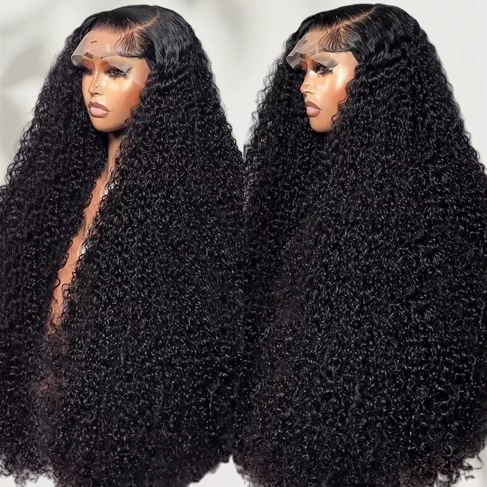 Perruque Deep Wave, raie au milieu, cheveux synthétiques tissés à la machine, pour femmes