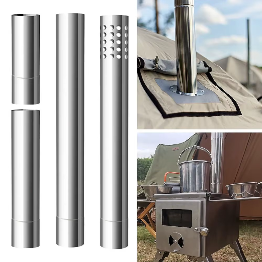 Nouveau Tube d'extension de conduit en acier inoxydable, diamètre 6CM, tuyaux de cheminée ronds, bouchons de pluie de cheminée, poêle à bois