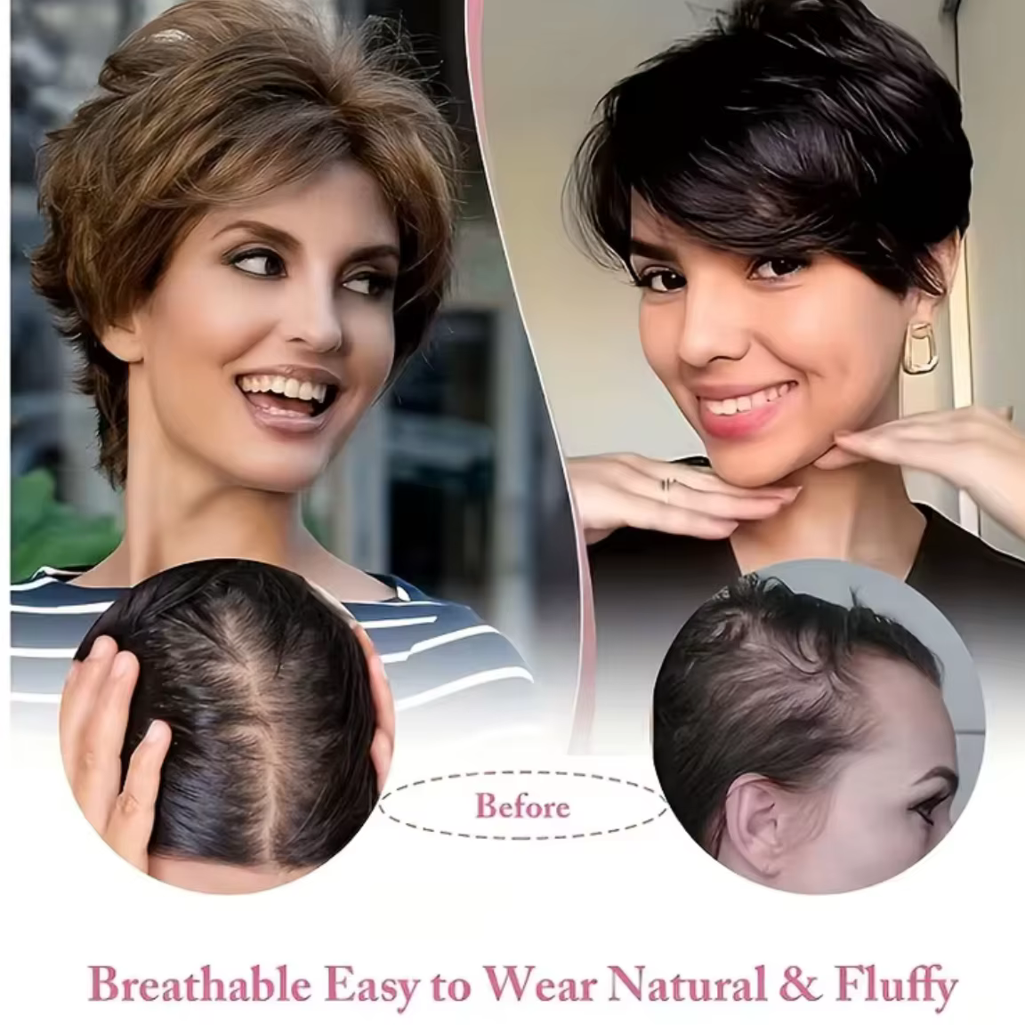 Extensions capillaires synthétiques courtes pour femmes