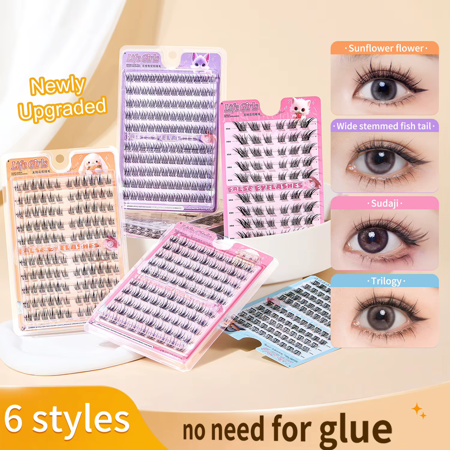 Nouveaux cils auto-adhésifs sans colle Extensions de faux