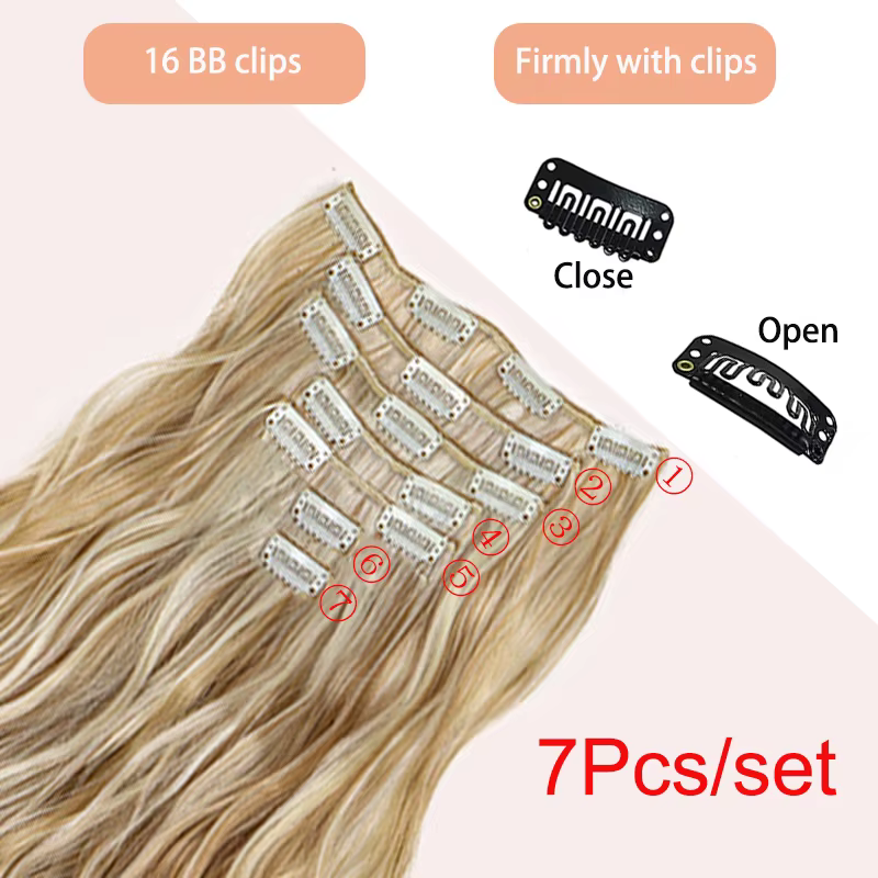 Extensions capillaires synthétiques longues bouclées à Clip