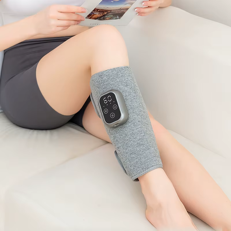 Masseur de mollets 360 ° Masseur de jambes électrique pneumatique, masseur de mollets rechargeable, 4 modes, compression d'air, compresse chaude