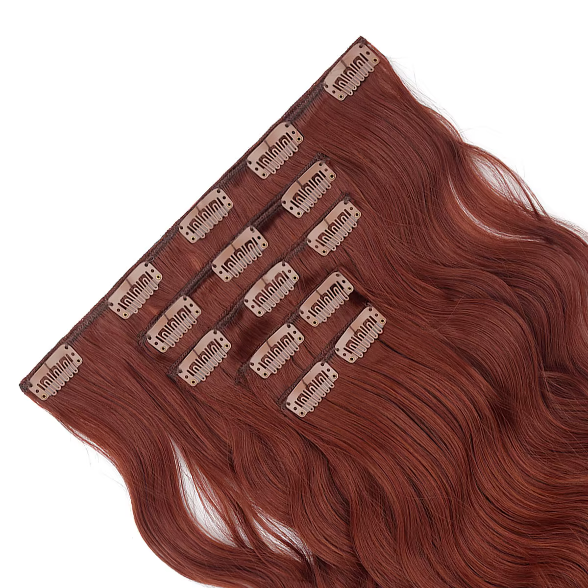 Extension capillaire synthétique longue bouclée noire résistante à la chaleur, 20 pouces, 5 pièces/ensemble, postiche pour femmes 