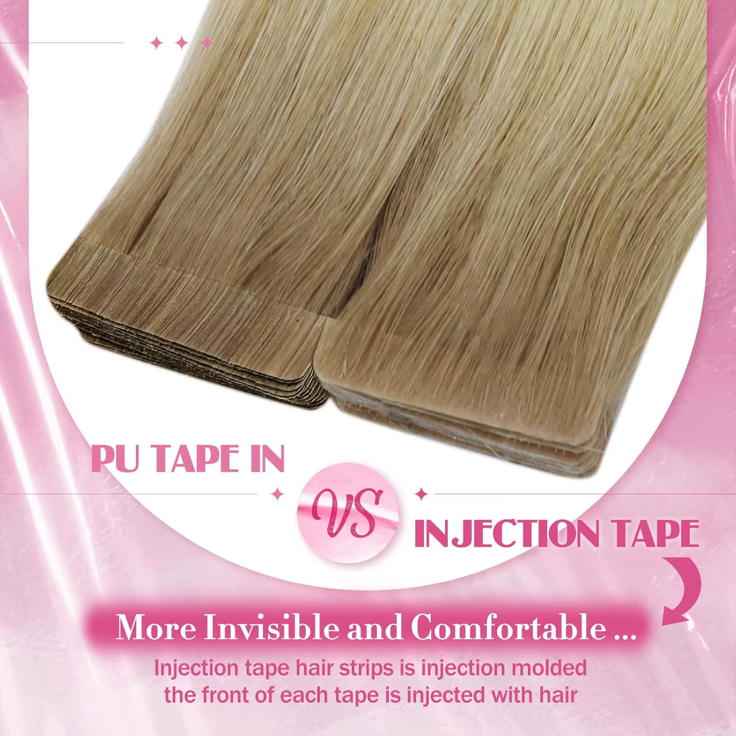 Injection Tape-in Extensions de cheveux 100%