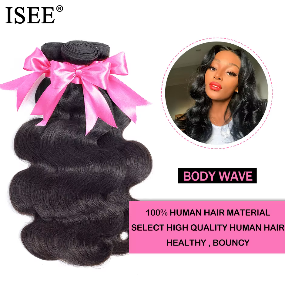 ISEE Malaysian Body Wave Remy Bundles Extensions de Cheveux Humains Bruts 100% Non Traités – Achetez 1/3/4