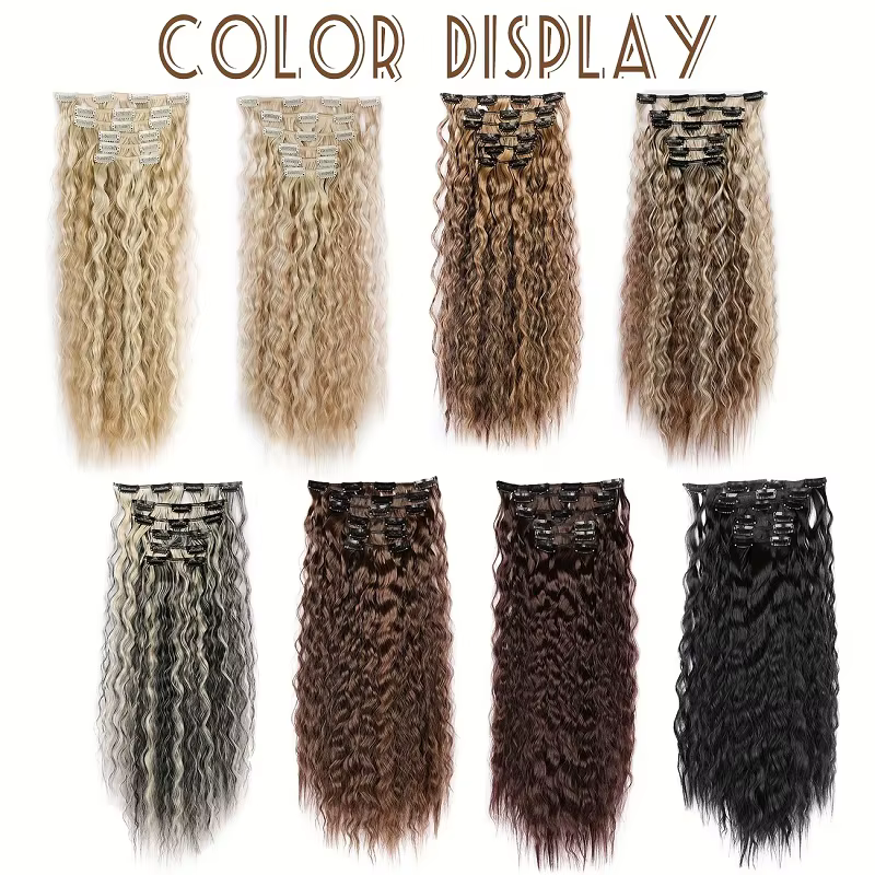 Extensions de cheveux synthétiques longs et bouclés de 22 pouces