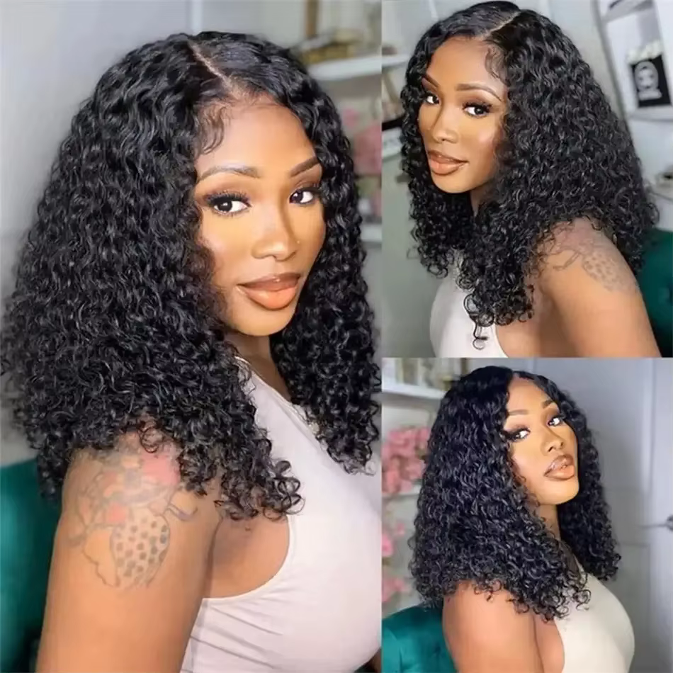 Perruque Bob Lace Front Wig synthétique ondulée courte