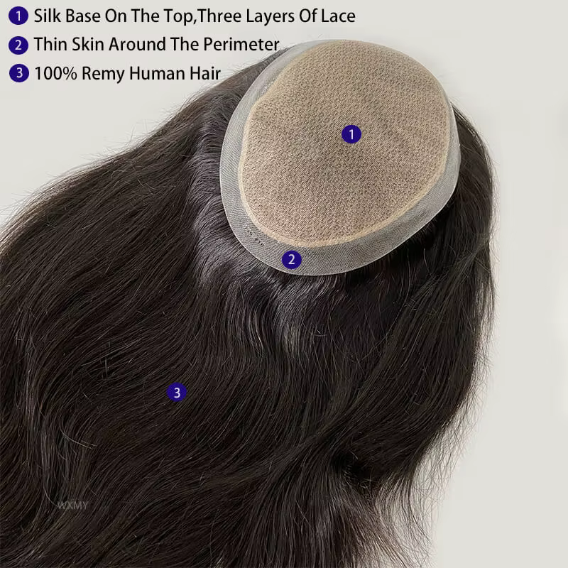 Perruques de cheveux longs personnalisées pour hommes