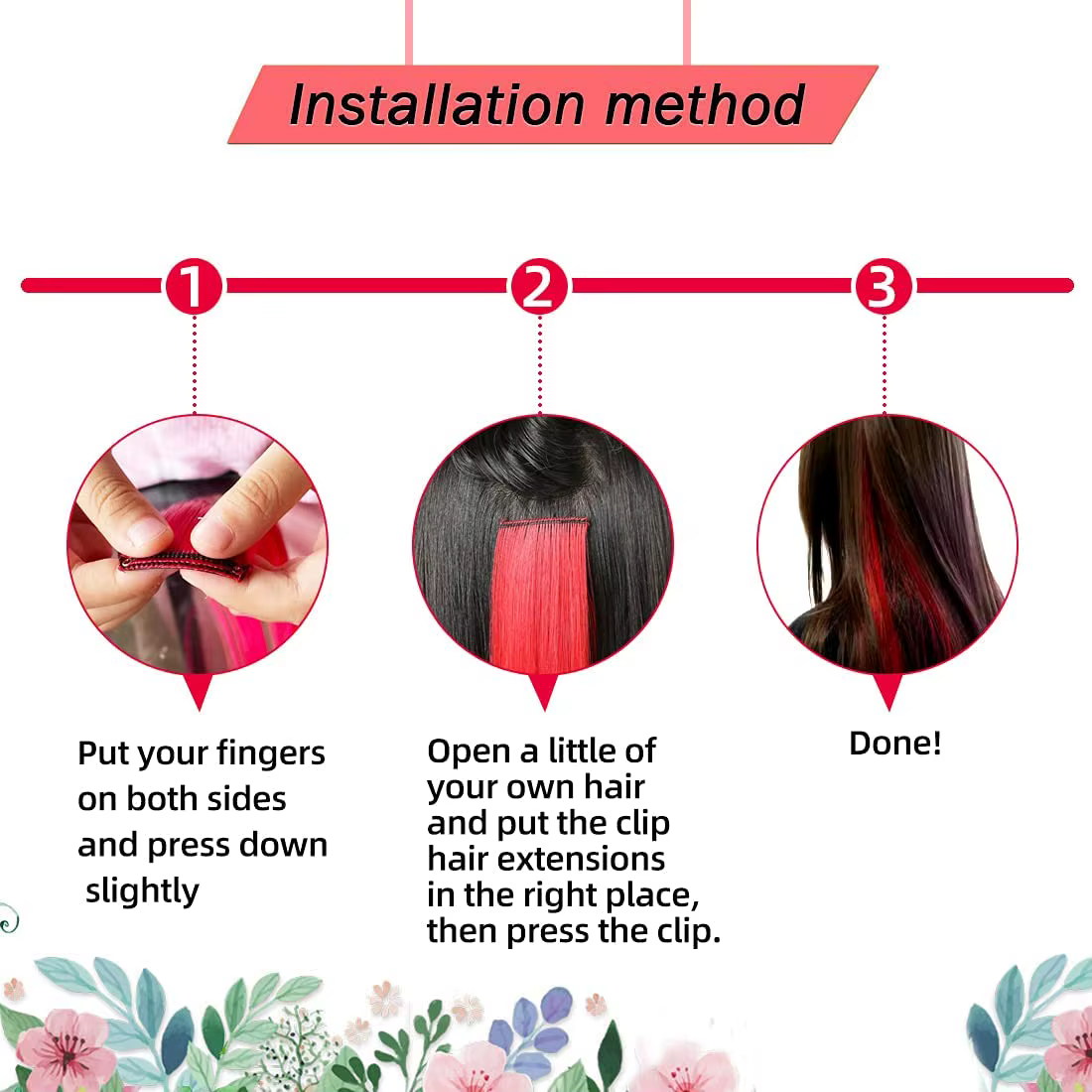 Extensions capillaires synthétiques noires longues et lisses