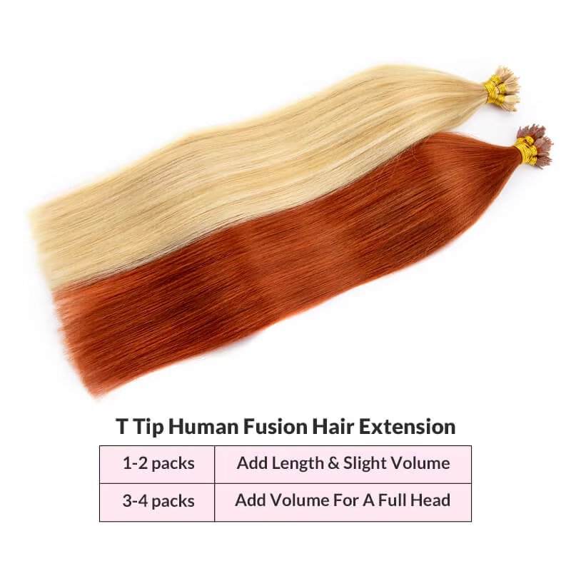 Extensions de cheveux humains à pointe en T, 14 "-26", kératine, cheveux humains Remy lisses, couleur blonde/rouge, 50/100 pièces