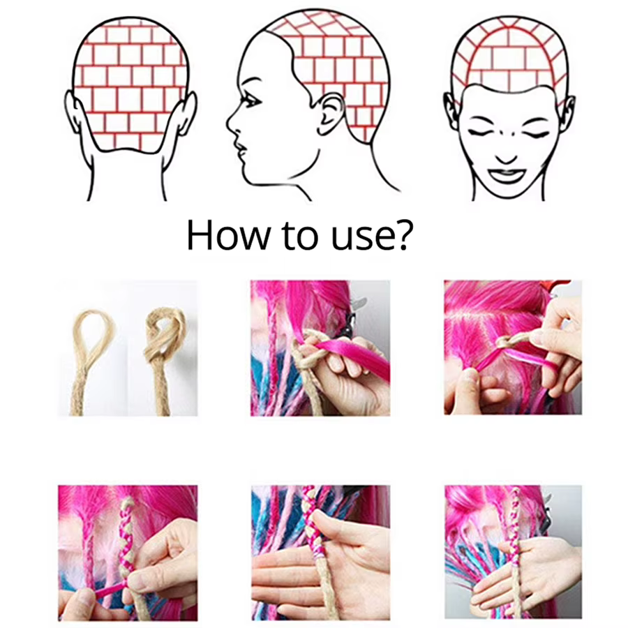 Extensions de dreadlocks synthétiques faites à la main pour femmes