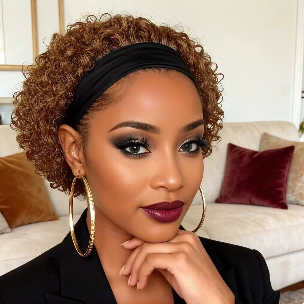 Perruque bandeau en cheveux naturels pour femme