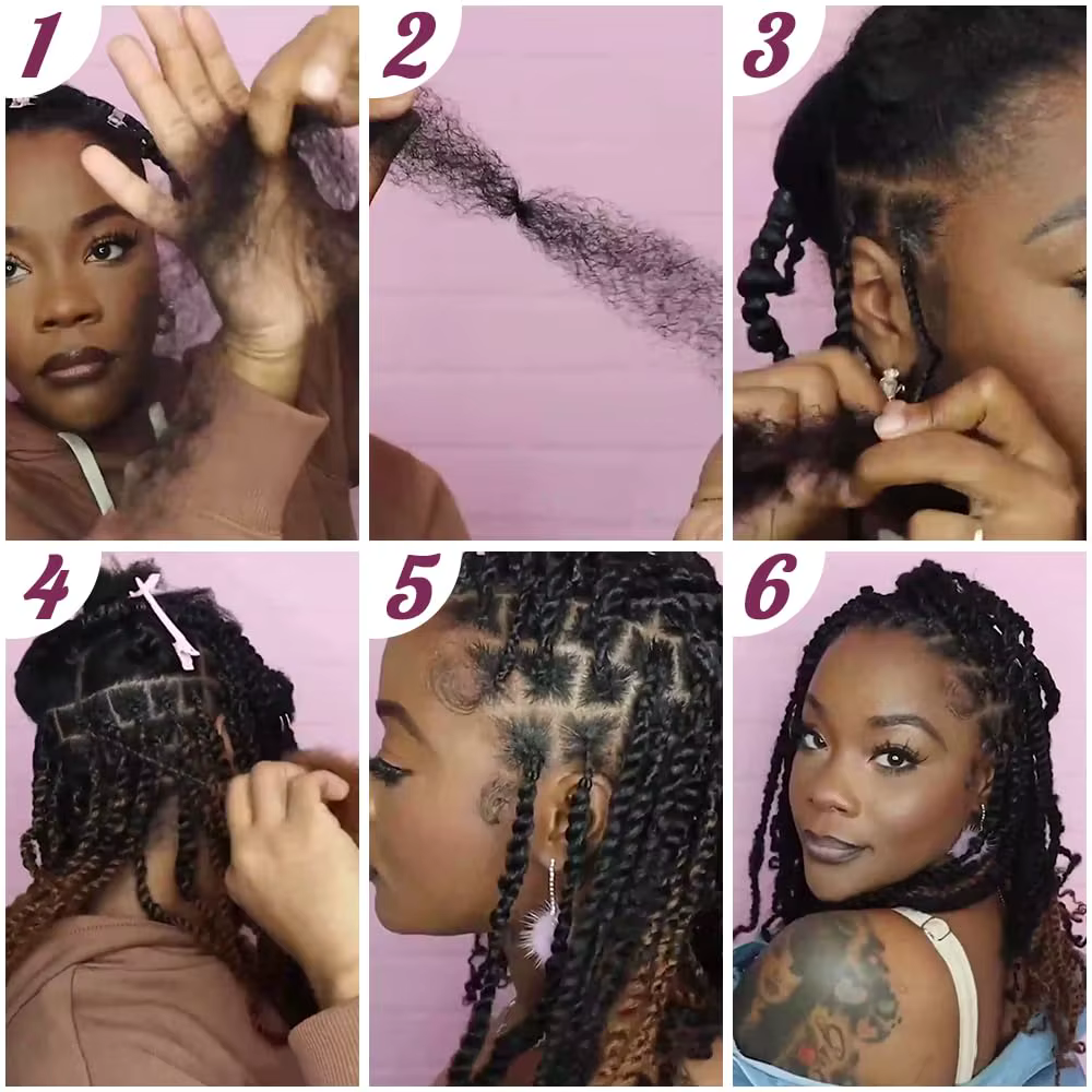 Extensions de cheveux afro crépus brun foncé QVR pour tresses
