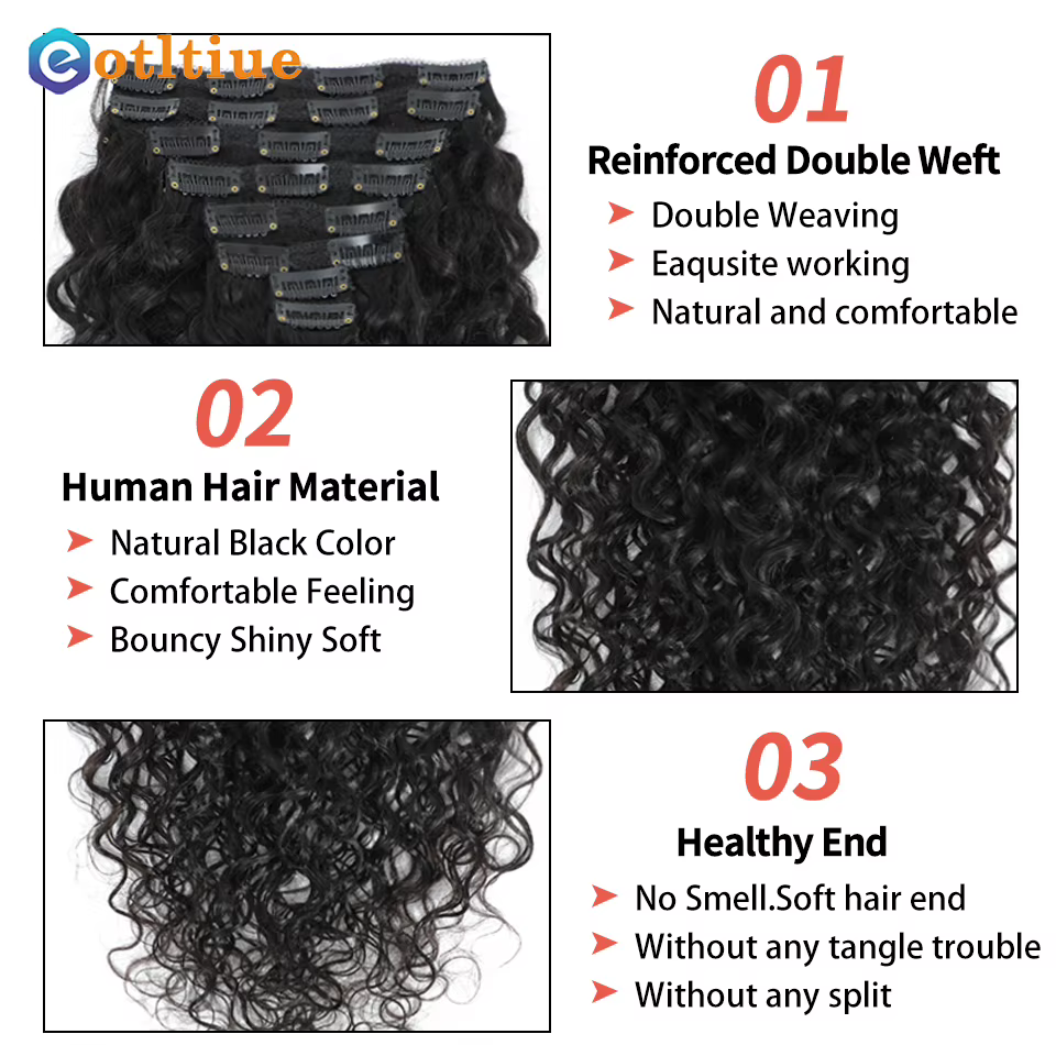 Extensions de cheveux bouclés à clipser pour femmes