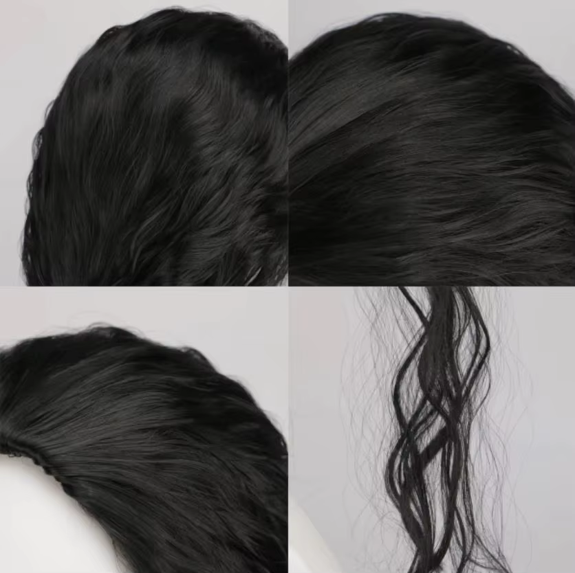 Perruque synthétique noire pour homme