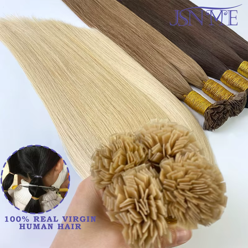 Extensions de cheveux vierges à pointe plate pour femmes