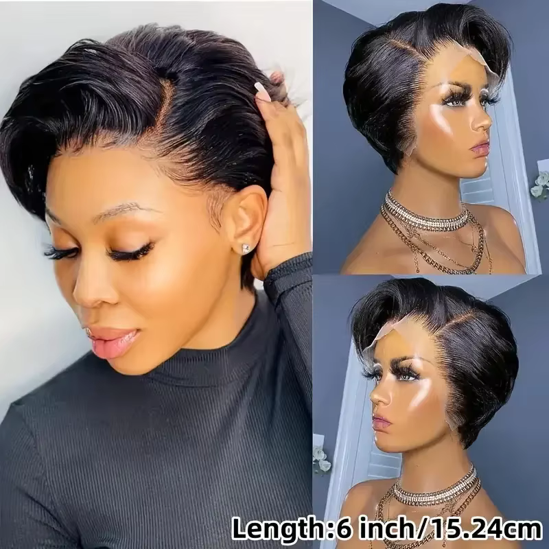 Cheveux brésiliens court Bob perruque coupe lutin