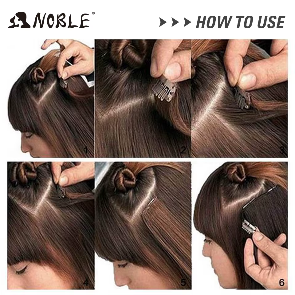 Noble cheveux synthétiques pince Extensions